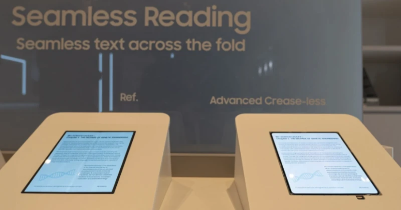 Samsung unveils its first crease-free foldable screen panel, potentially for use in Apple's new phone.